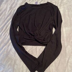 Black crop top with a knot in front